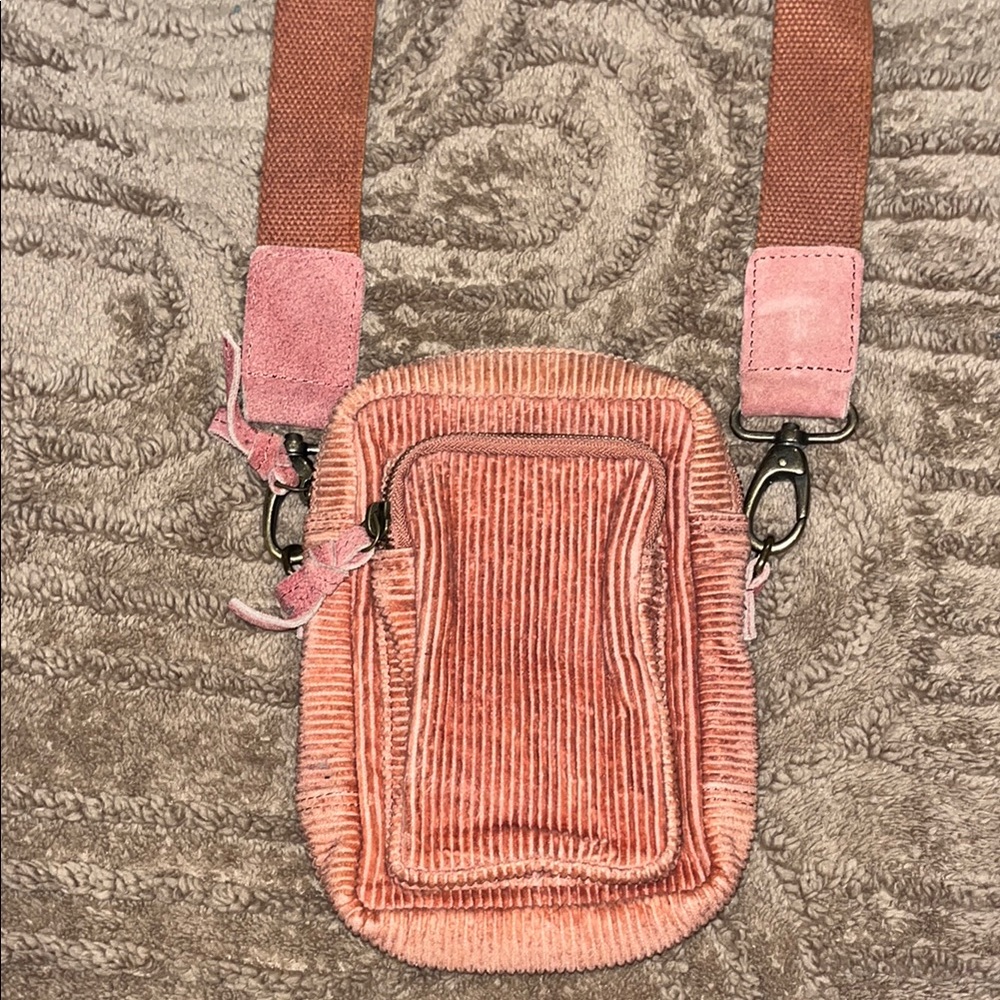 Pink Corduroy Free People Crossbody Guitar Strap Bag